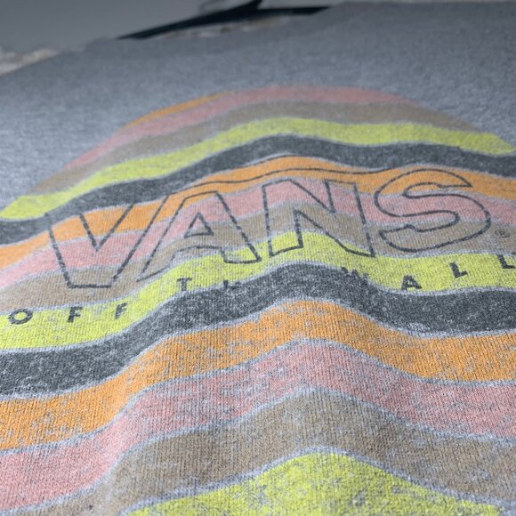VANS WOMENS SMALL GRAY PULLOVER CREW NECK SWEATER COLORFUL LOGO SKATER - Picture 3 of 13